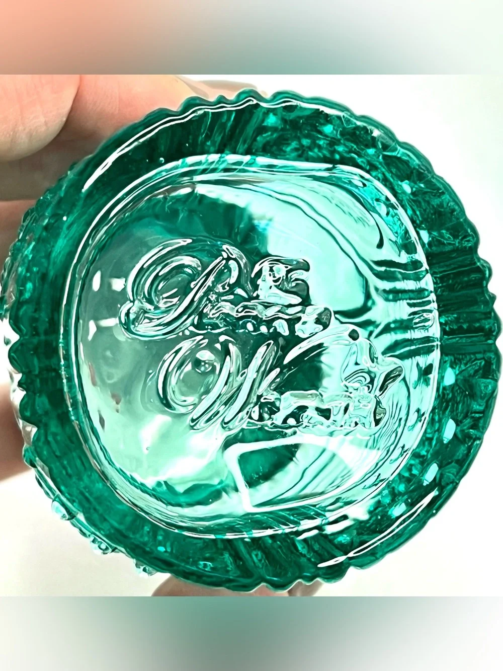 Pioneer Woman Adeline Teal Glass Salt and Pepper Shaker Set Turquoise Embossed